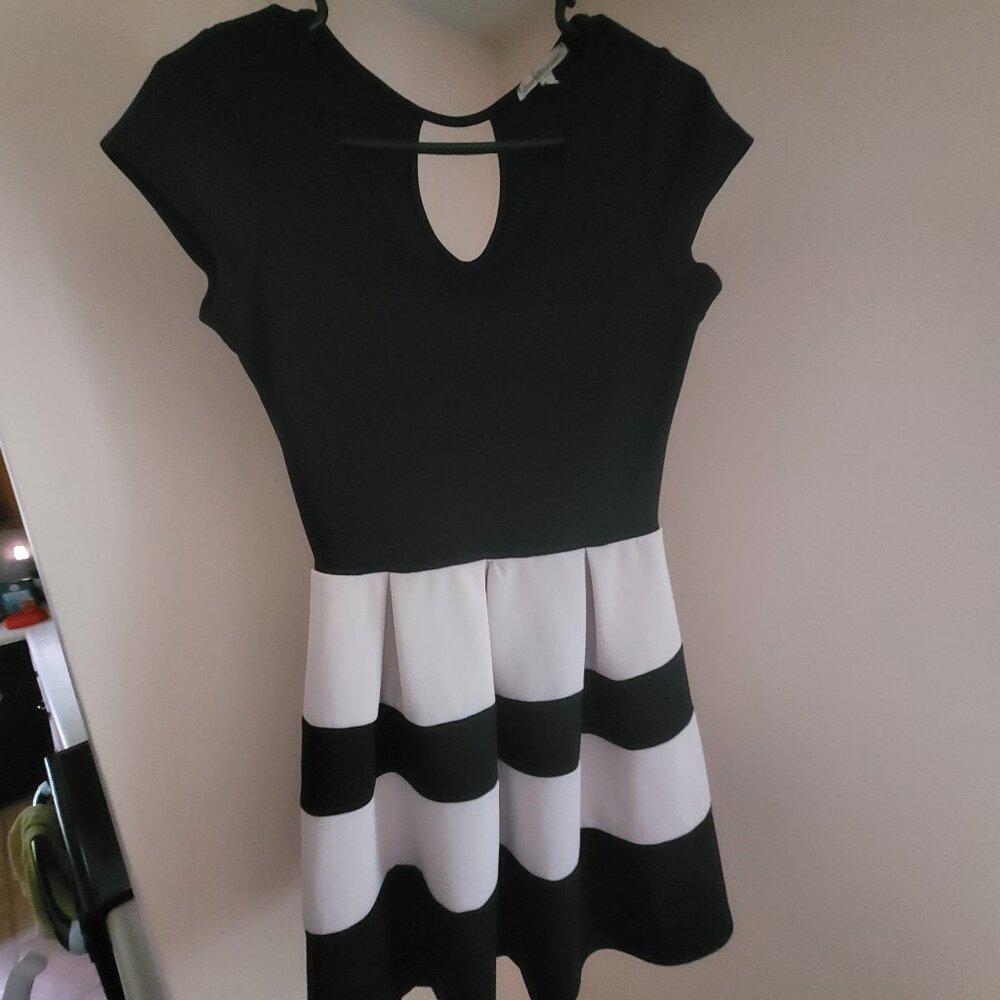 Navy blue and white dress